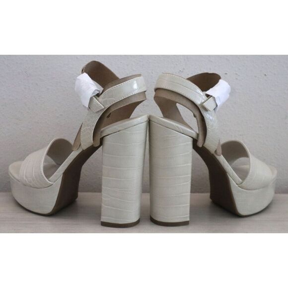 GUESS Women's Sz 10M Ivory Gabeli Croc-Embossed Platform 5" Heeled Sandals - Picture 11 of 13